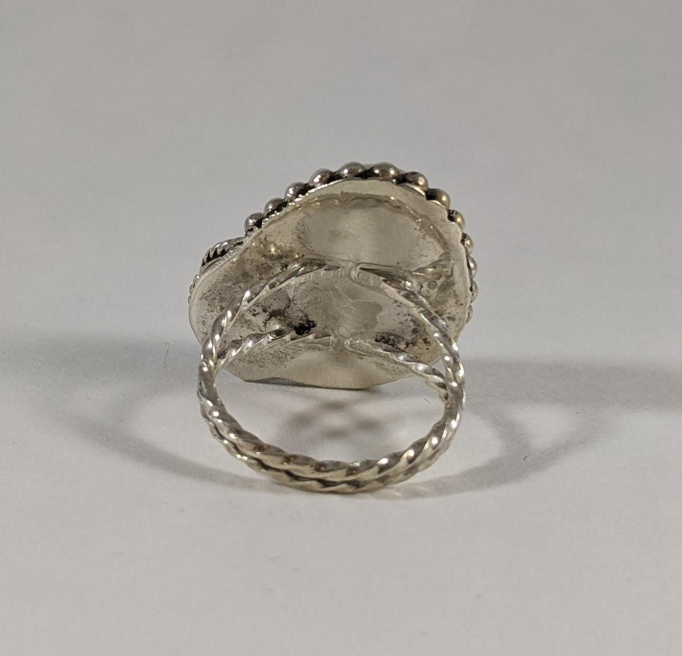 Native American Turquoise Chunky Ring, Sterling Silver Southwest Statement Jewelry, US Size 8