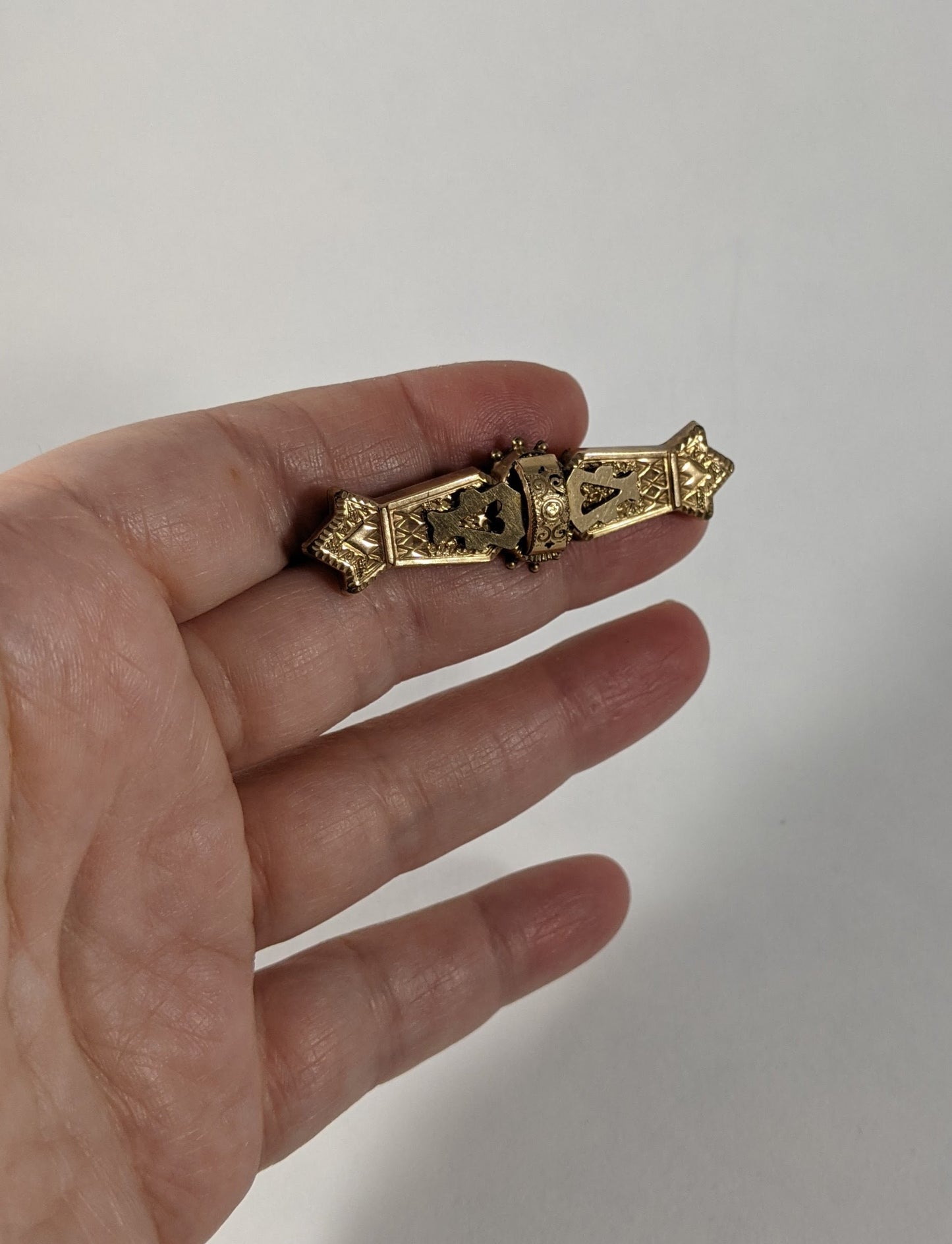Victorian Bar Pin Pendant, Ornate Gold Filled Convertible Brooch