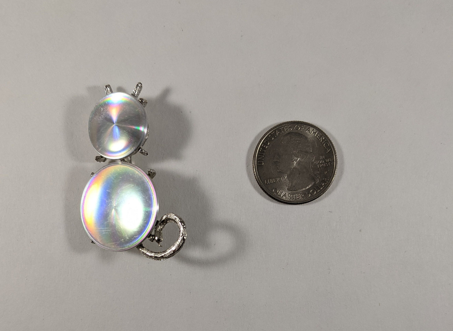 Jewelarama 1961 hologram cat brooch, vintage kitty pin, retro costume jewelry, collectible 1960s psychedelic fun gift for cat lover