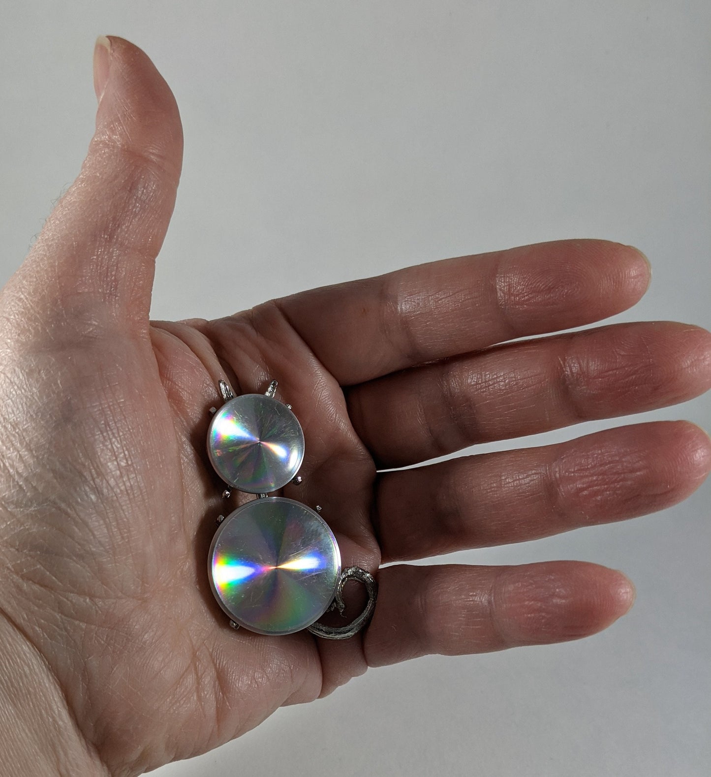 Jewelarama 1961 hologram cat brooch, vintage kitty pin, retro costume jewelry, collectible 1960s psychedelic fun gift for cat lover