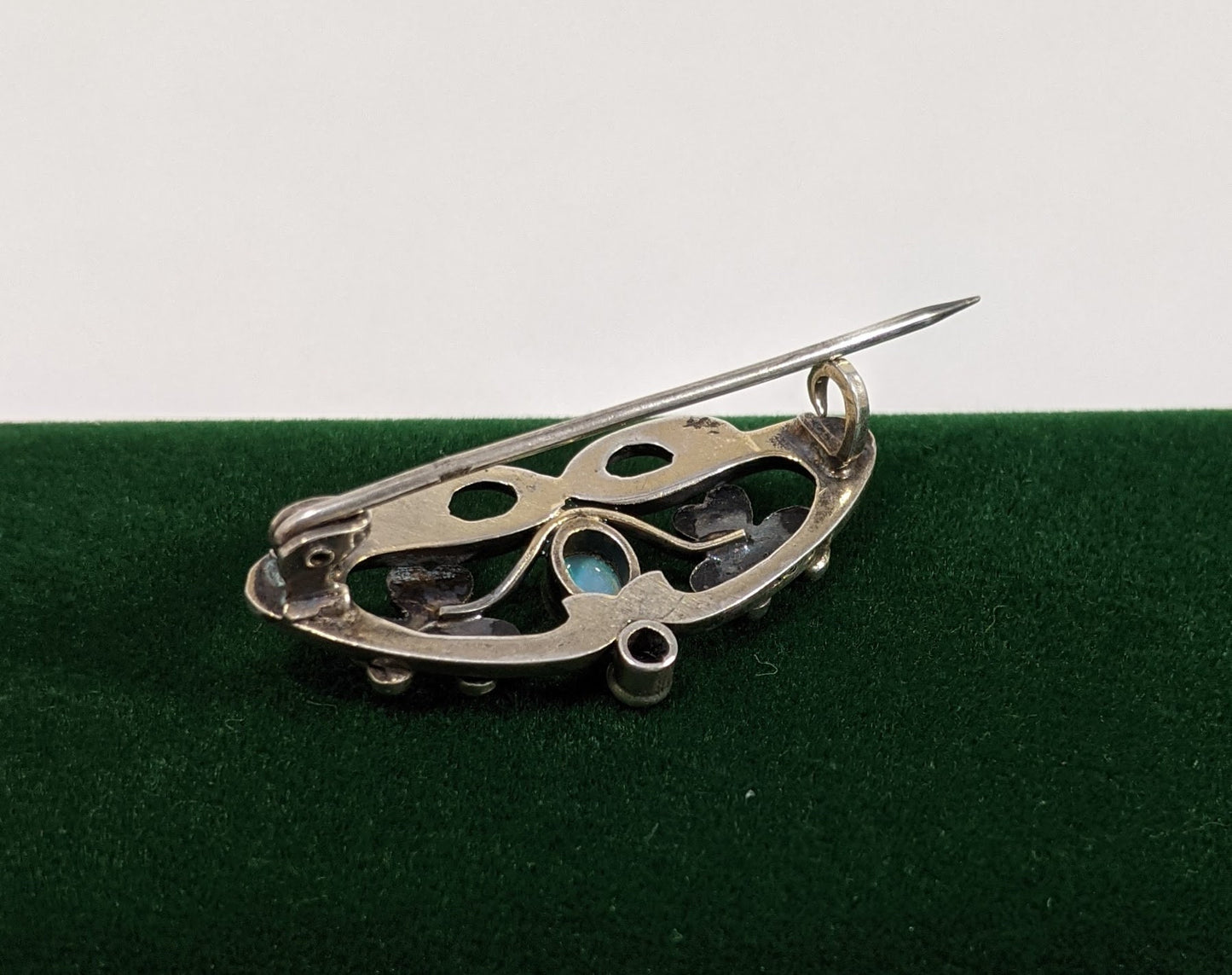 Opal and Garnet Art Nouveau Brooch, Antique Seed Pearl Jewelry