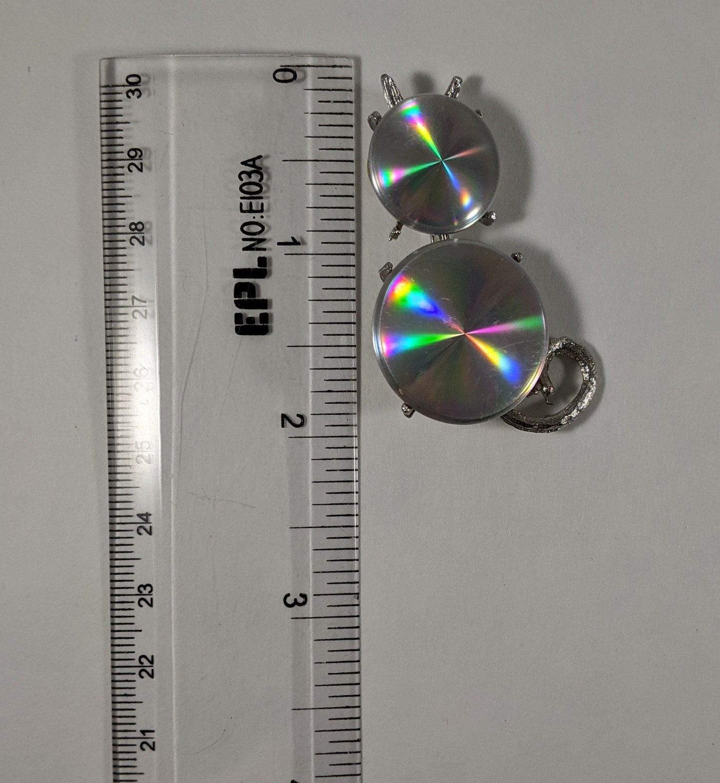 Jewelarama 1961 hologram cat brooch, vintage kitty pin, retro costume jewelry, collectible 1960s psychedelic fun gift for cat lover