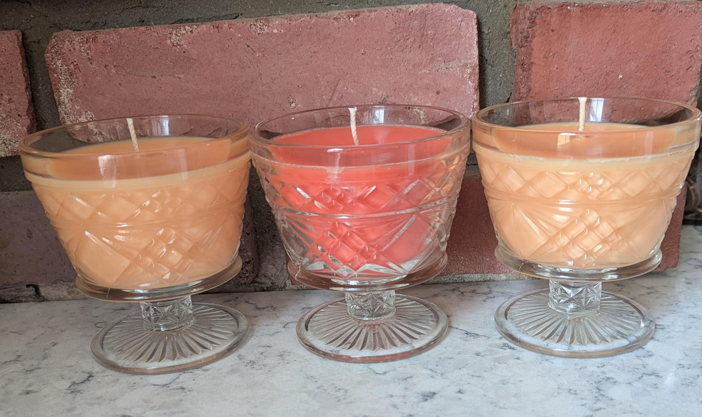 Clementine Sunshine, Upcycled Natural Coco-Soy Wax Blend, Vintage Clear Glass Sherbet Cup, 6 oz