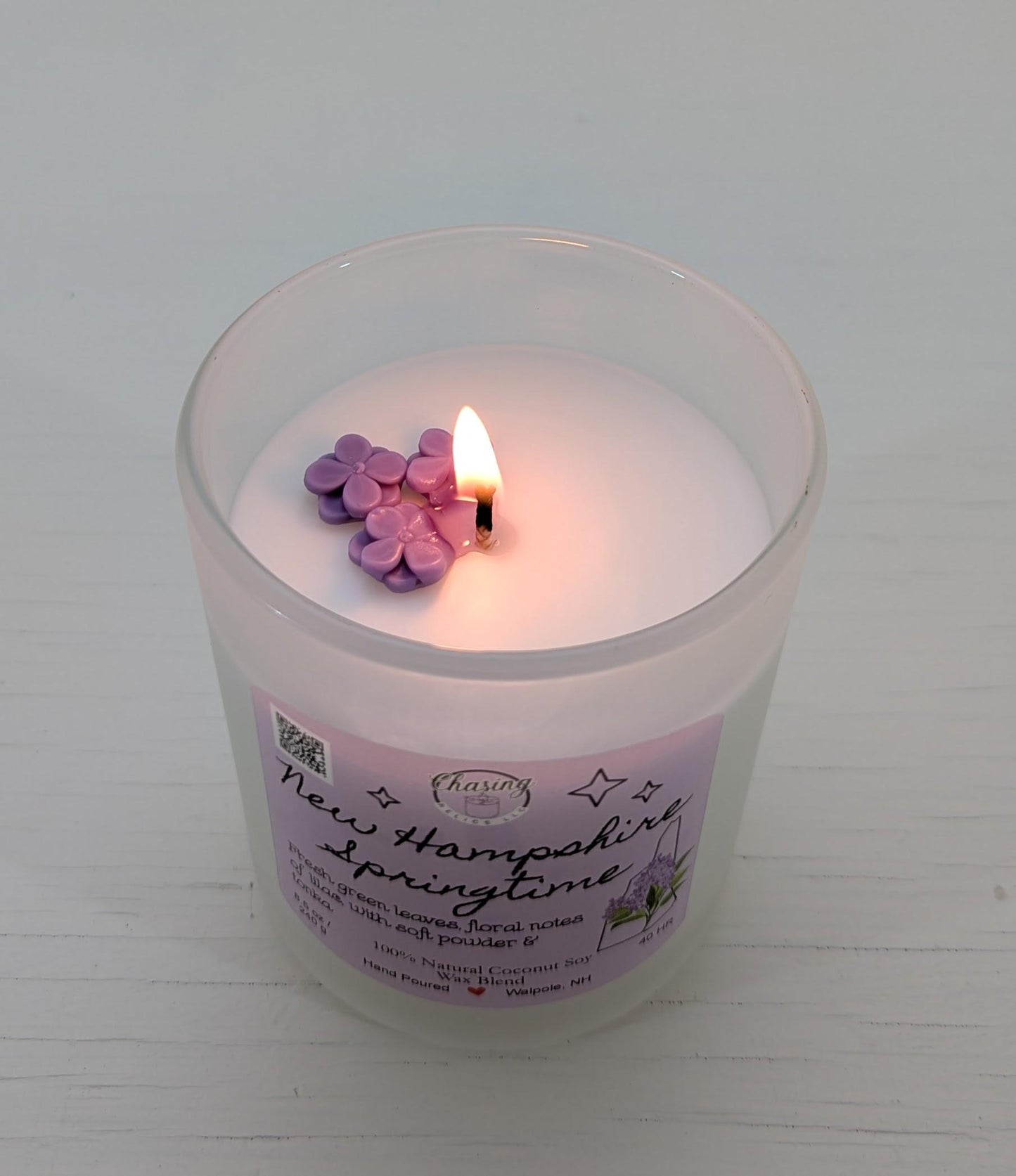 Lilac Coco-Soy Candle – 8.5 oz | Hand-Poured in Frosted Jar with Bamboo Lid | Phthalate-Free | New Hampshire Springtime Scent