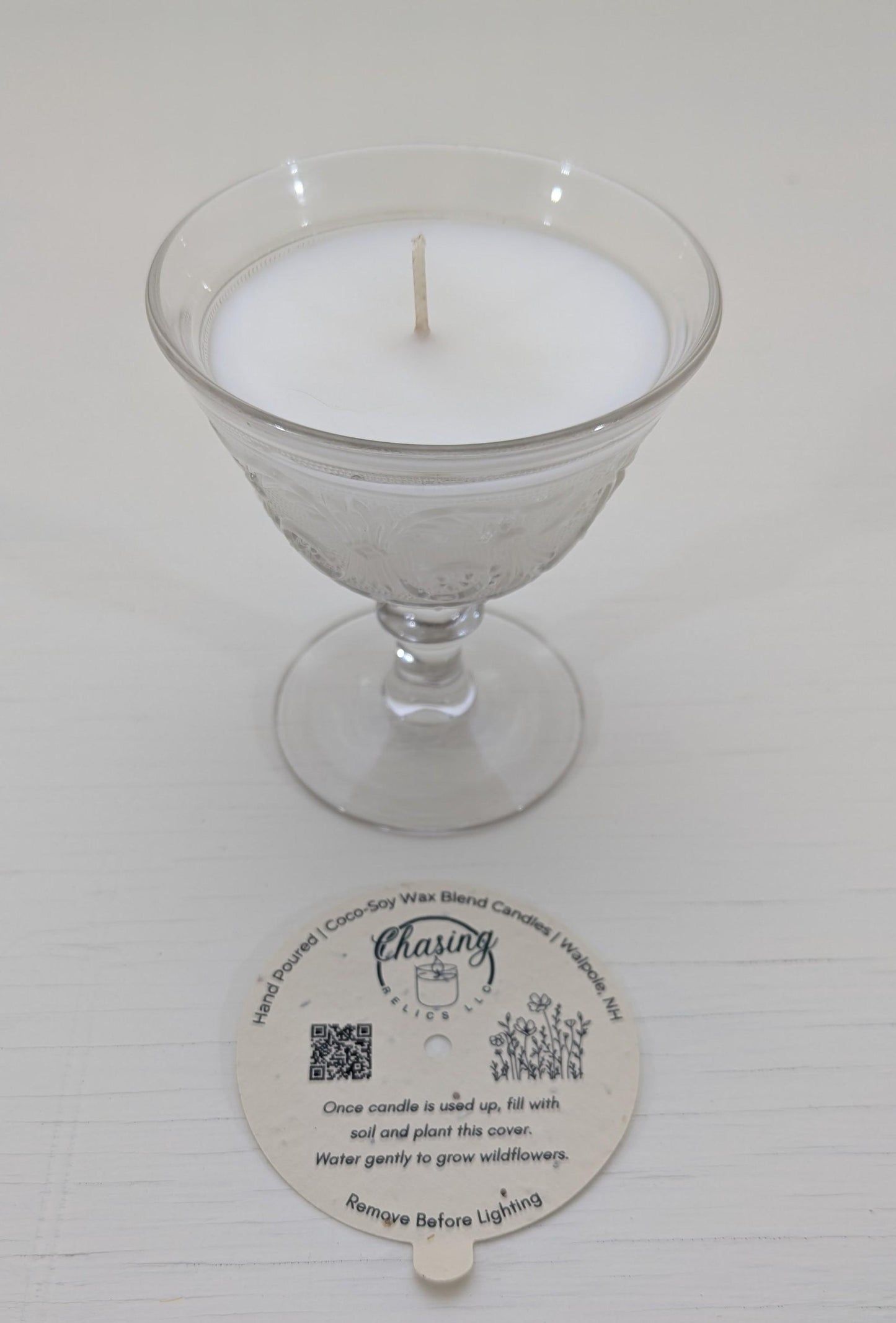 Lemon Blossom Vintage Glass Candle – Coco-Soy Wax, Wildflower Seed Dust Cover, Eco-Friendly Gift, 4oz