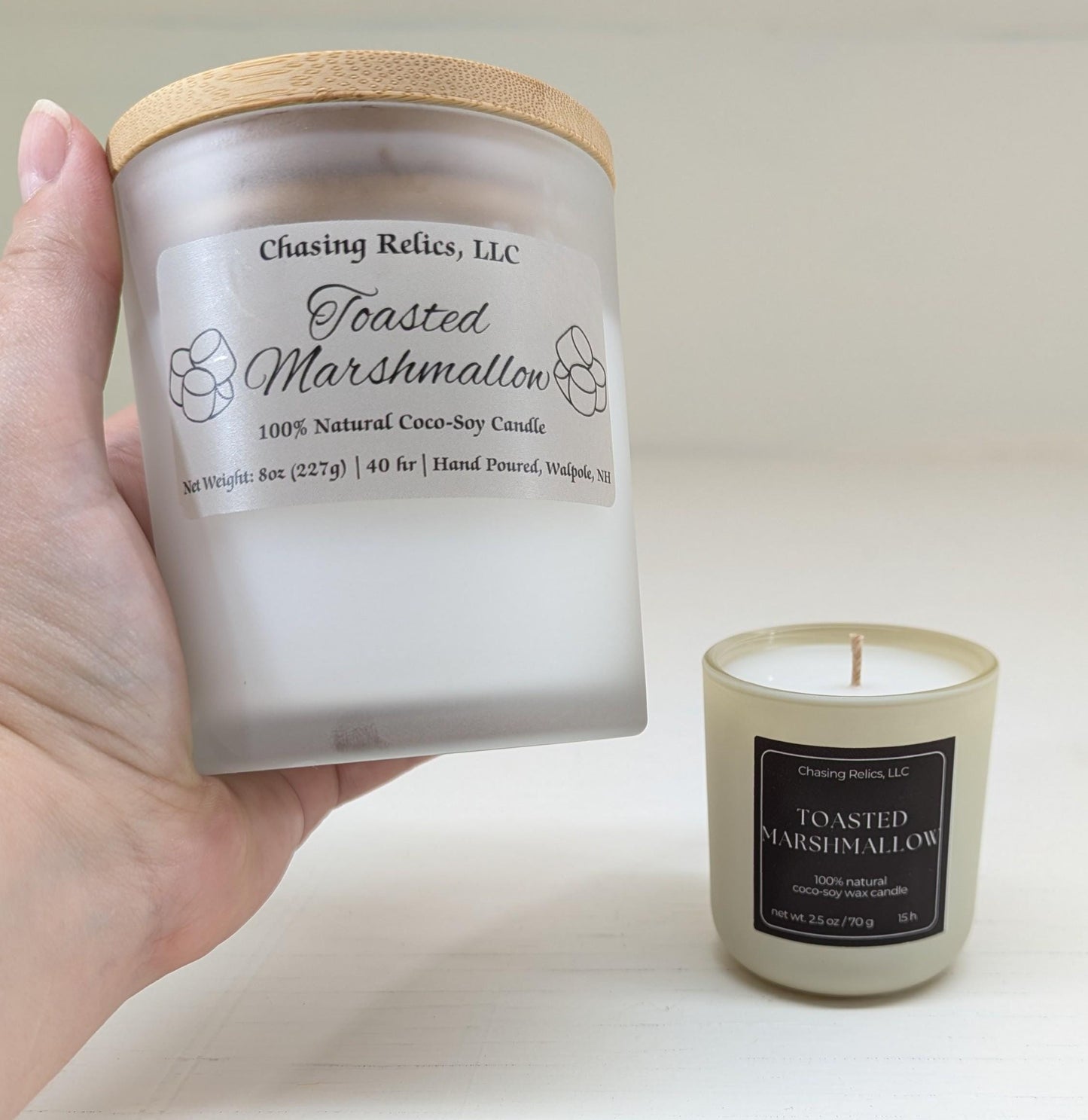 Toasted Marshmallow Candle | Coco Soy Wax | Vanilla & Smoky Woods | Cozy Fall, Winter Scent | 8oz or 2.5oz Candle Gift