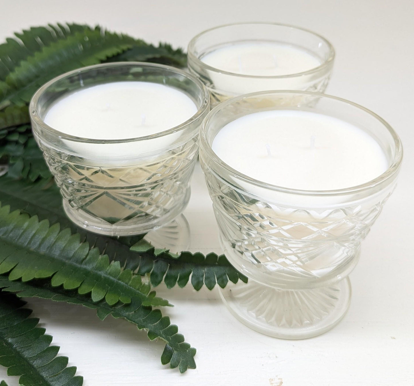 Unscented Soy Candle Bundle: 3 Vintage Hazel Atlas Glass Candles, Coco-Soy Wax Blend