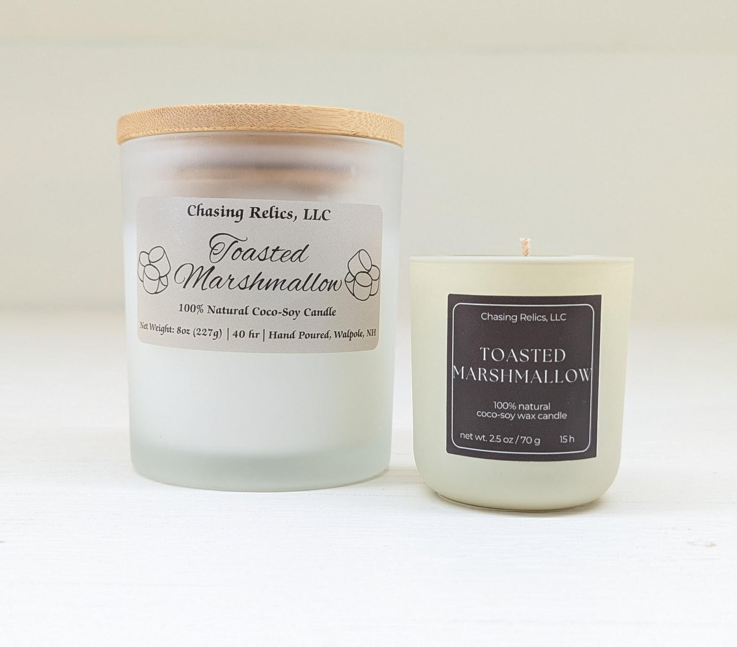 Toasted Marshmallow Candle | Coco Soy Wax | Vanilla & Smoky Woods | Cozy Fall, Winter Scent | 8oz or 2.5oz Candle Gift