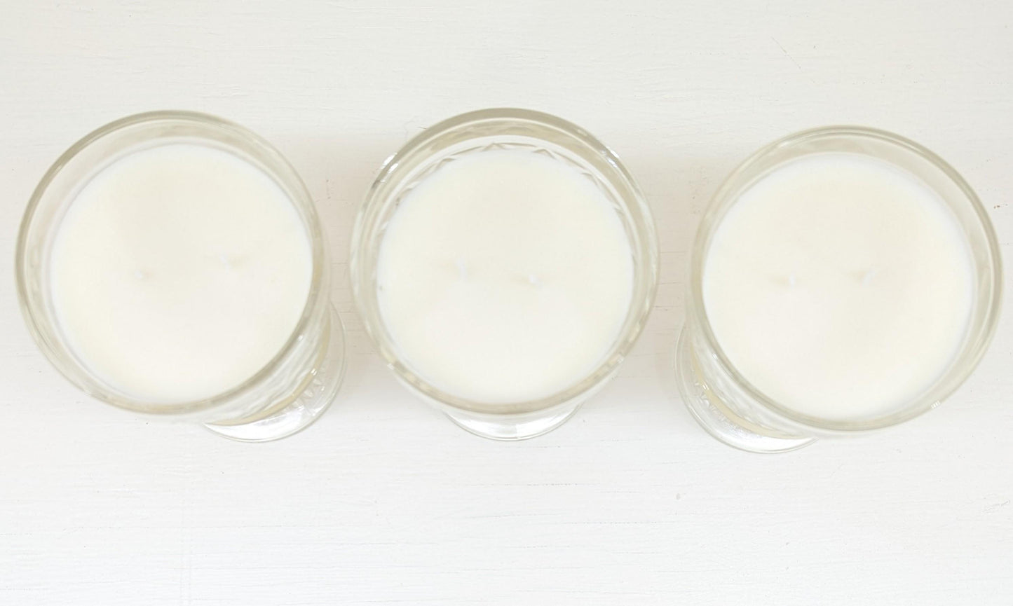 Unscented Soy Candle Bundle: 3 Vintage Hazel Atlas Glass Candles, Coco-Soy Wax Blend