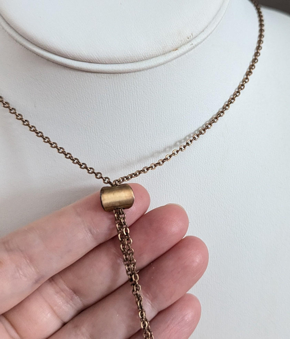 Antique Gold Filled Watch Fob Slider Necklace | Seed Pearl Opal Charm H&H Jewelry
