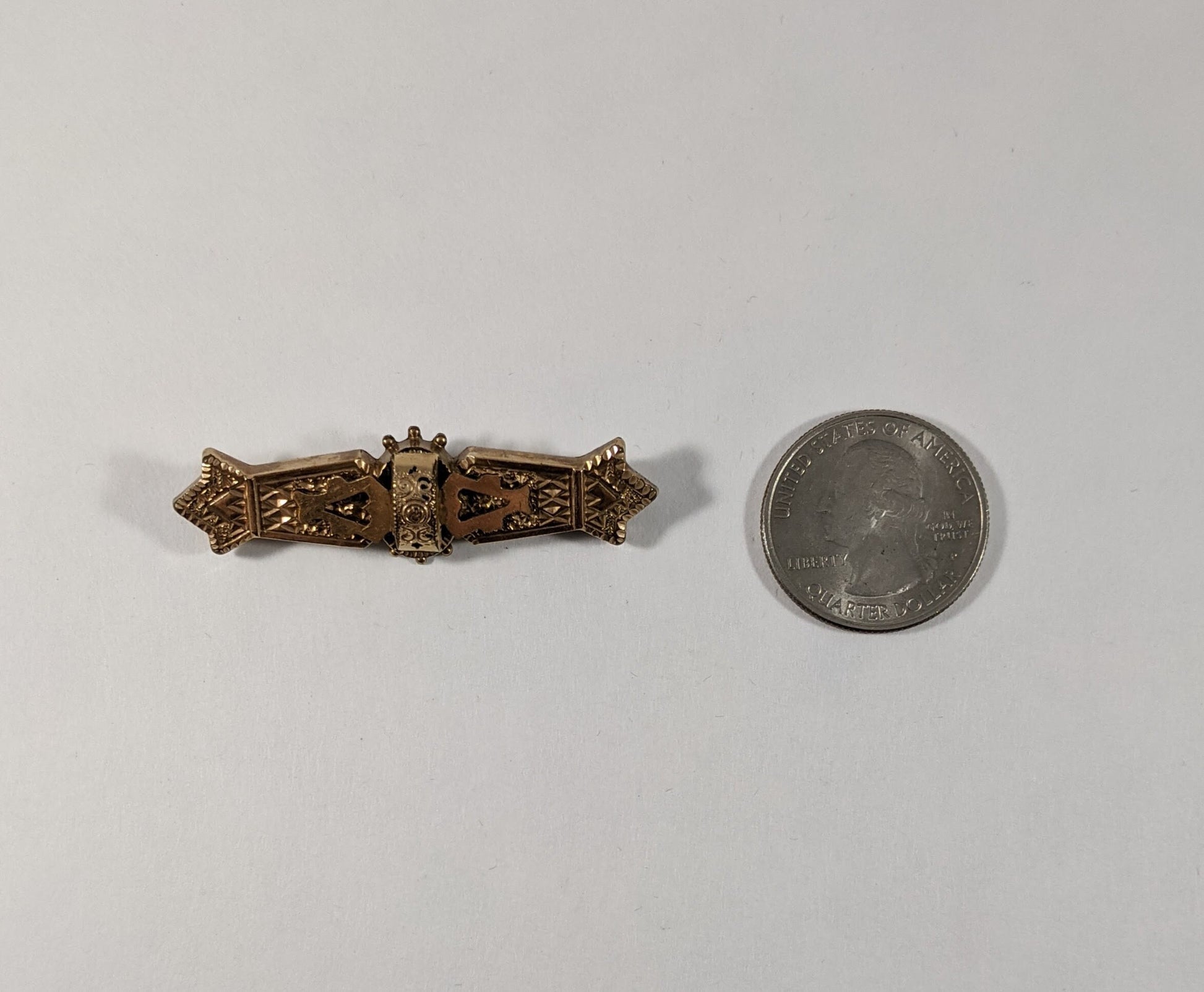 Victorian Bar Pin Pendant, Ornate Gold Filled Convertible Brooch