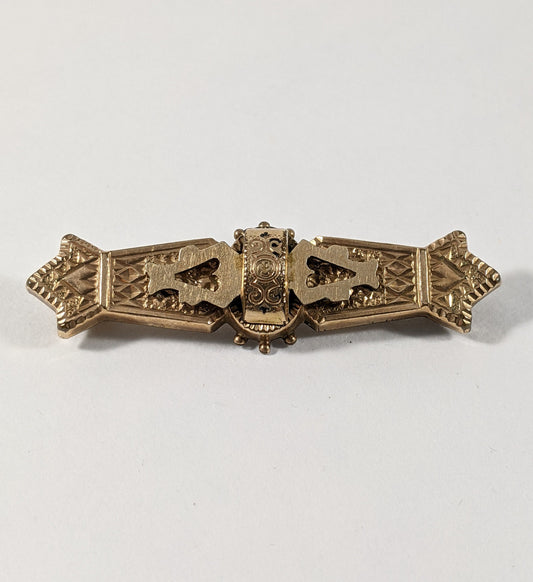 Victorian Bar Pin Pendant, Ornate Gold Filled Convertible Brooch