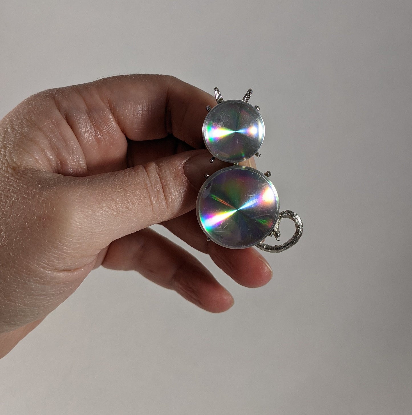1961 Jewelarama Hologram Cat Brooch — Vintage Psychedelic Costume Pin