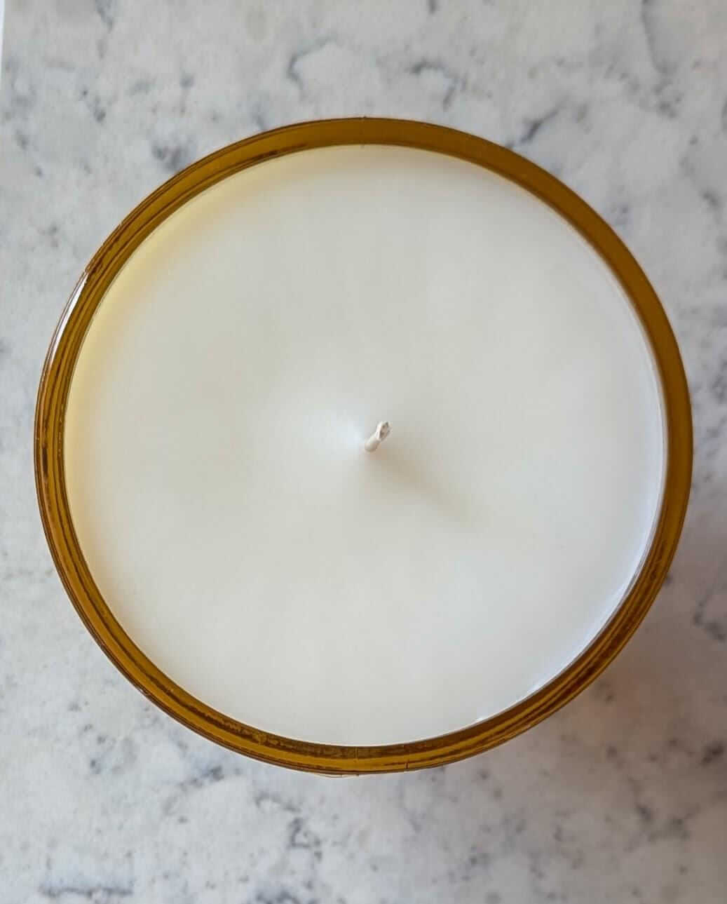 Hand-poured vintage glass candle with coco-soy wax blend, &#39;Oh, Sugar Cookie!&#39; scent, amber Tiara design, 4oz.