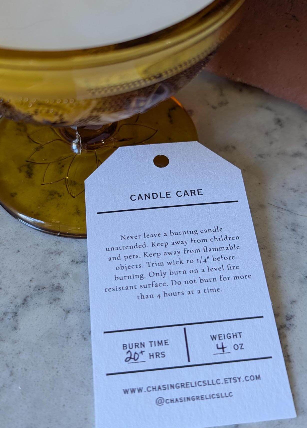 Hand-poured vintage glass candle with coco-soy wax blend, &#39;Oh, Sugar Cookie!&#39; scent, amber Tiara design, 4oz.