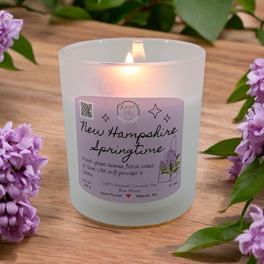 Lilac Coco-Soy Candle – 8.5 oz | Hand-Poured in Frosted Jar with Bamboo Lid | Phthalate-Free | New Hampshire Springtime Scent