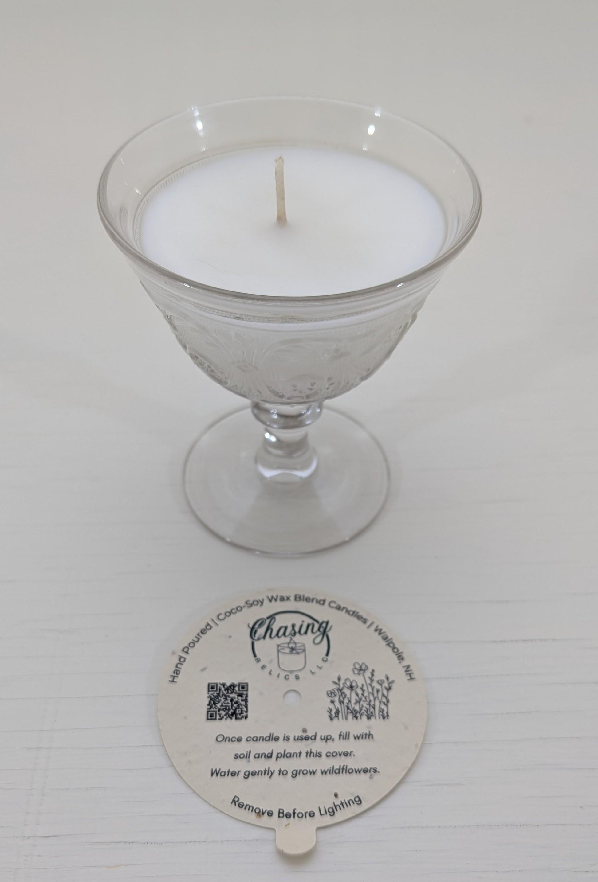 Lemon Blossom Vintage Glass Candle – Coco-Soy Wax, Wildflower Seed Dust Cover, Eco-Friendly Gift, 4oz