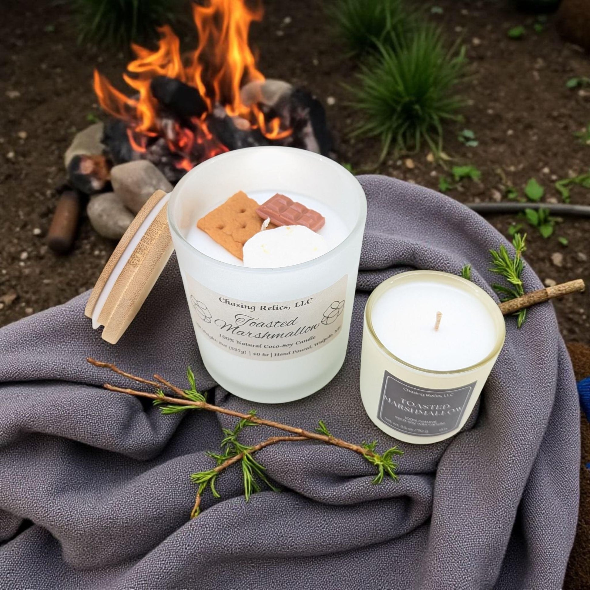 Toasted Marshmallow Coco Soy Candle: Vanilla & Smoky Woods Scent