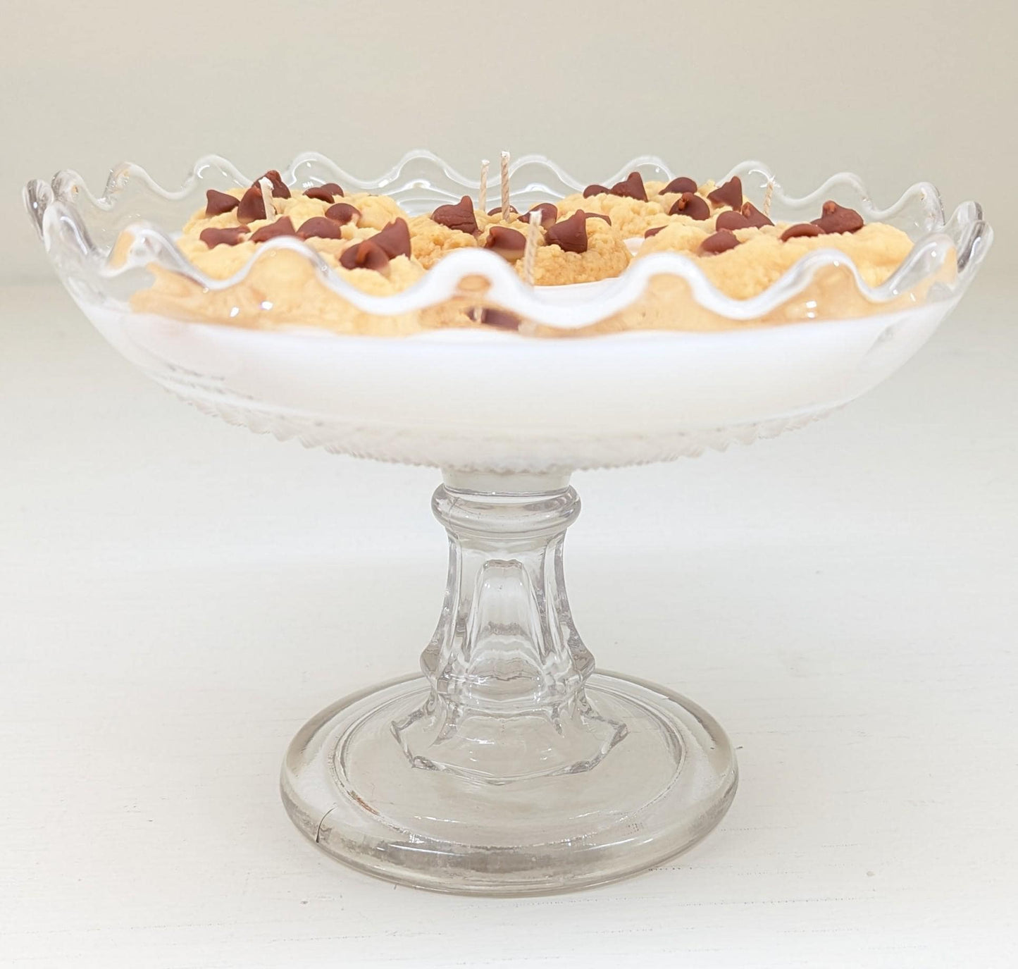 Vintage Glass Pedestal Dish Candle – 18 oz Coco Soy with 5 Wicks | Unique Centerpiece Cookie Candle | One-of-a-Kind Gift for Home Décor