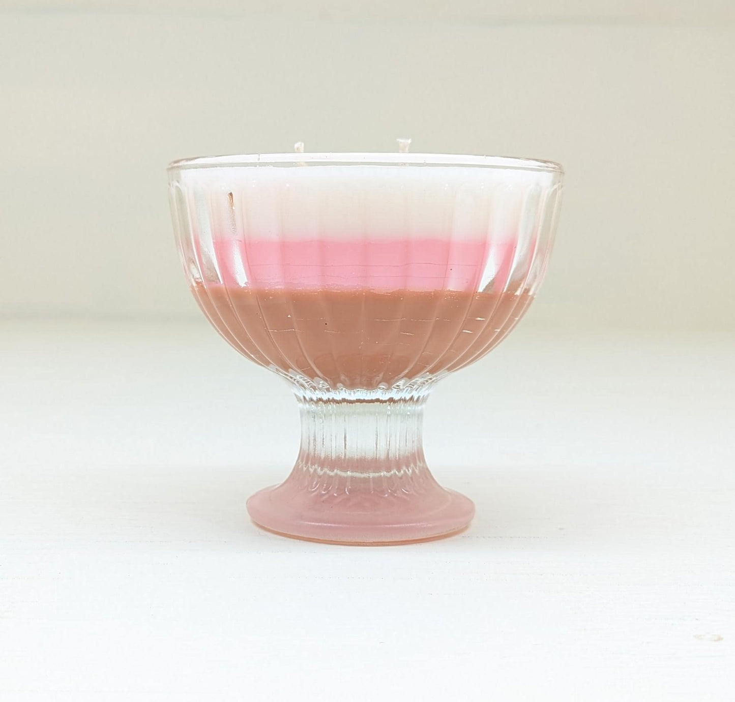 Vintage Glass Neapolitan Candle: Chocolate Strawberry Vanilla Coco-Soy Wax