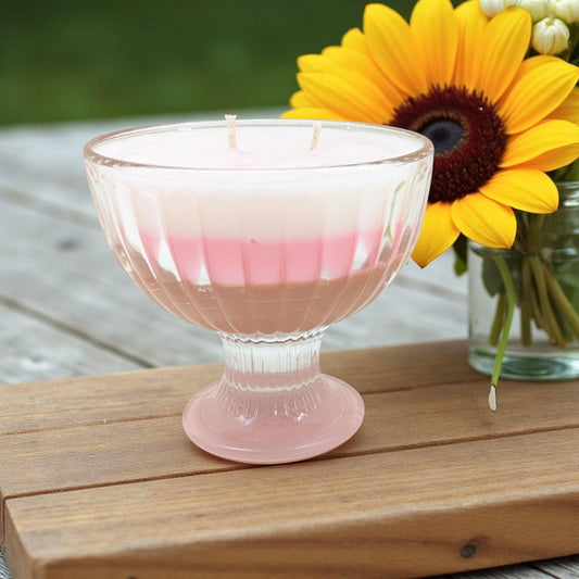 Vintage Glass Neapolitan Candle: Chocolate Strawberry Vanilla Coco-Soy Wax