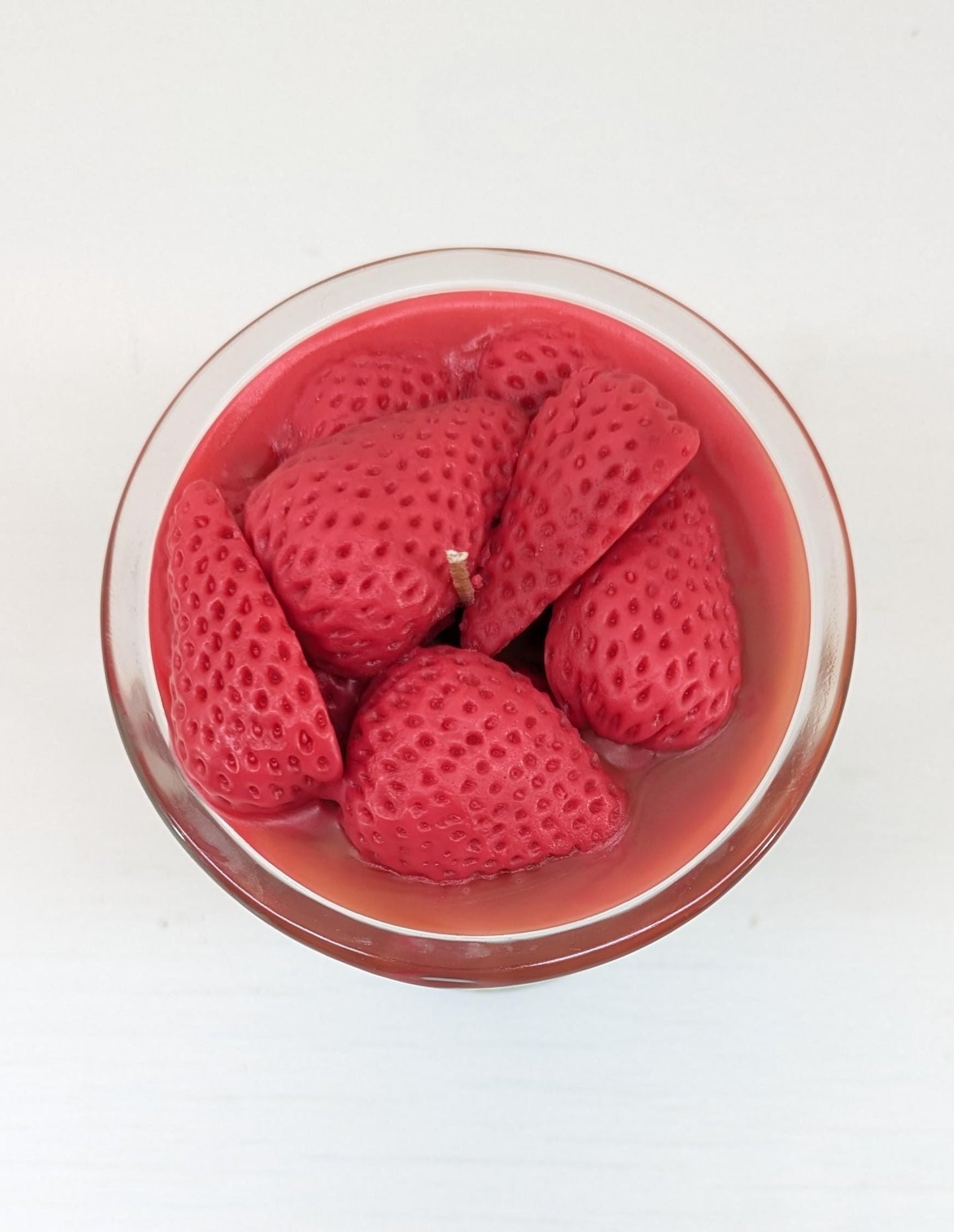 Strawberry Chocolate Sundae Candle – Vintage Glass Dessert Candle | Realistic Wax Strawberries | 6oz Coco Soy Candle | Handmade Gift