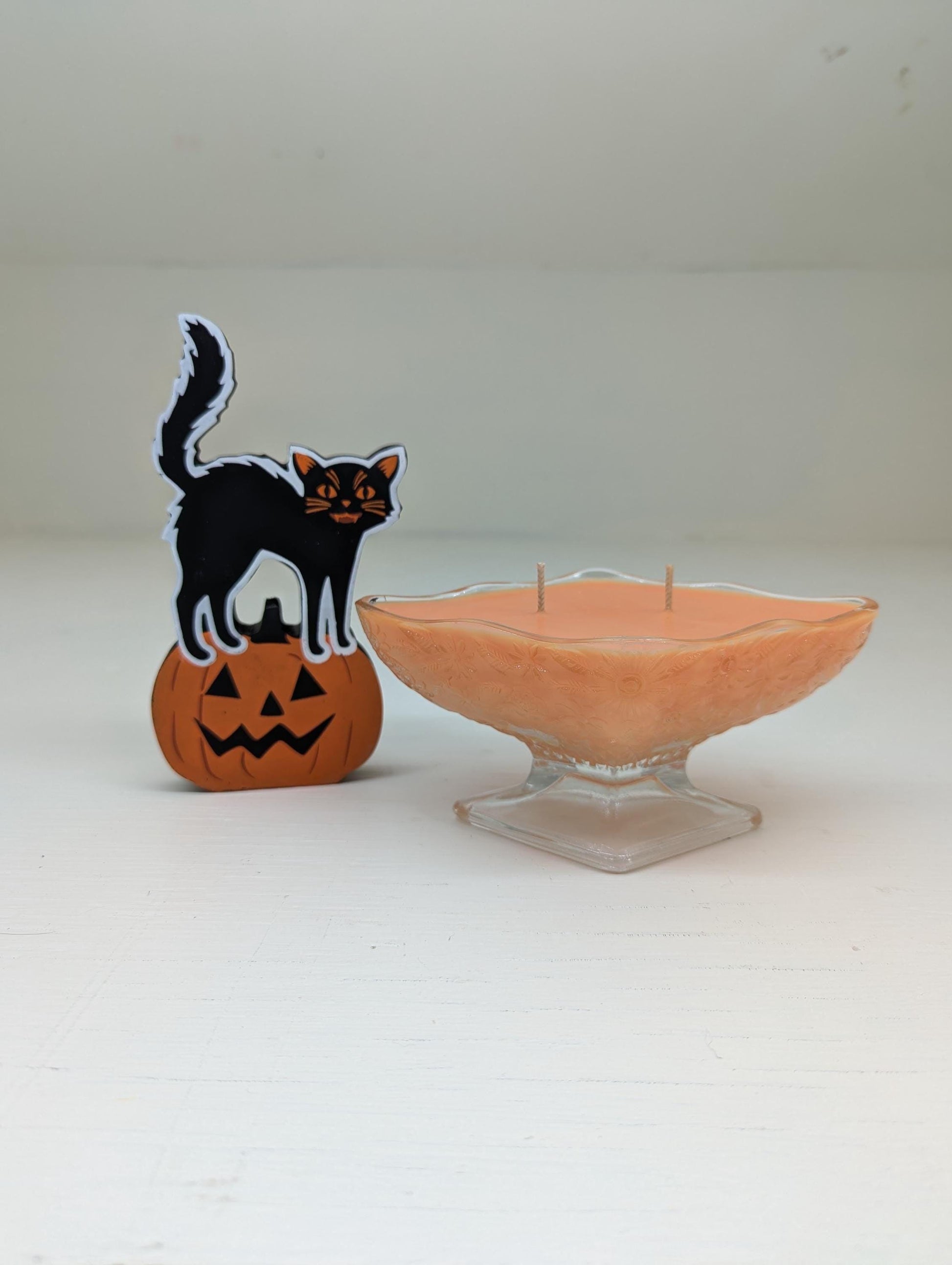 Autumn Leaves Candle – Vintage Glass Pedestal Bowl | Coco Soy Wax | Double Cotton Wicks | Fall Home Decor | Hand Poured 6oz