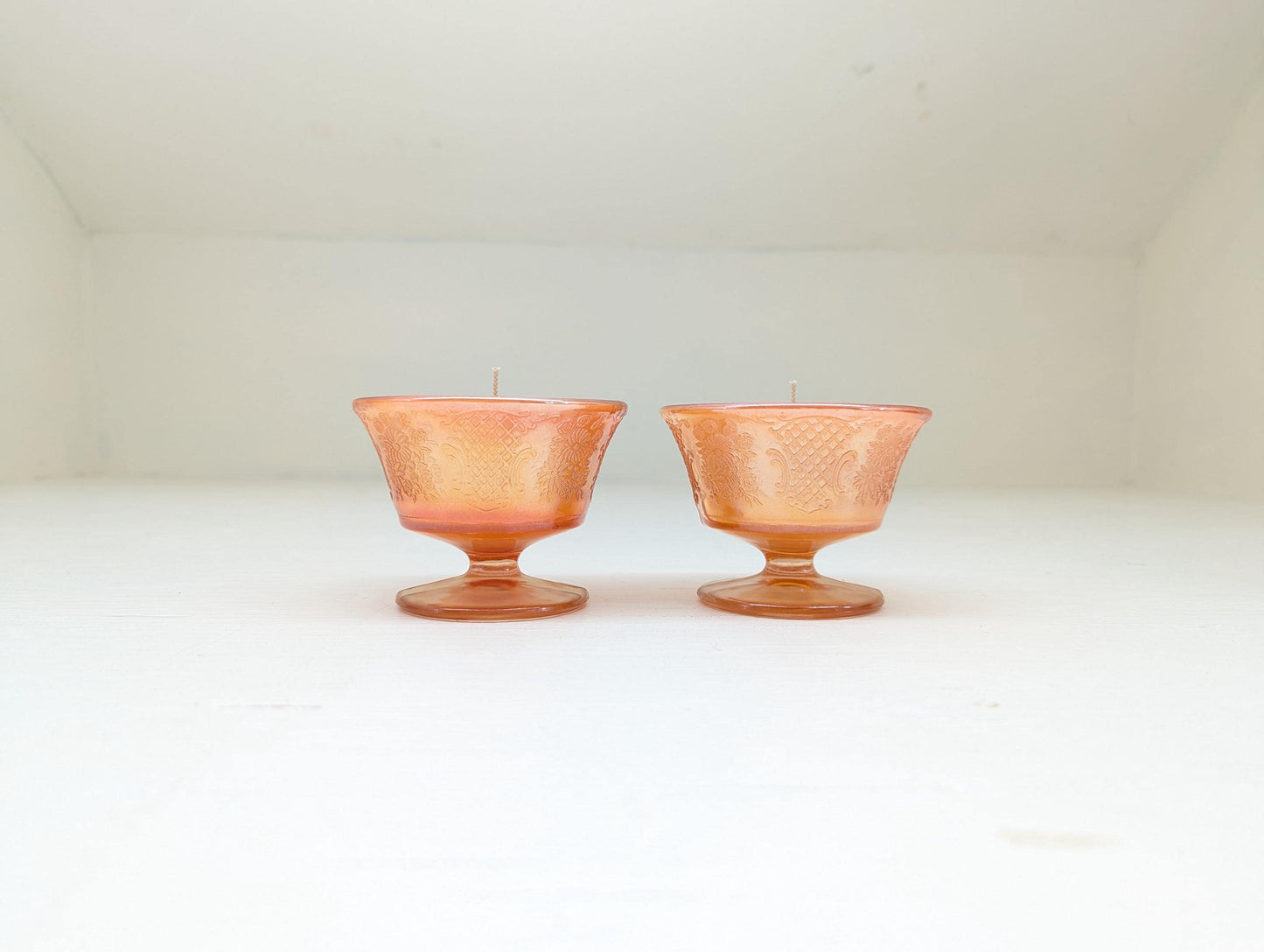 Pumpkin Waffle Candle Duo – 4 oz Vintage Peach Glass | Coco Soy Wax | Cotton Wick | Fall Candle Gift Set | Small Batch Handmade