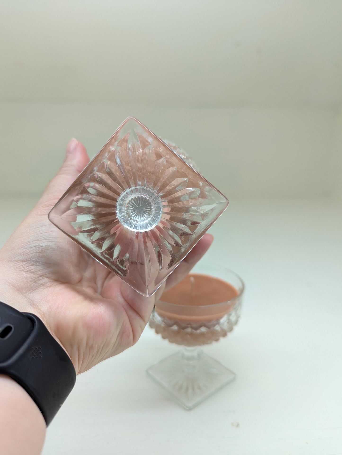 Chocolate Pudding Candle Duo – 4 oz Vintage Cut Glass Cups | Coco Soy Wax | Cotton Wick | Upcycled Dessert Candle Gift Set