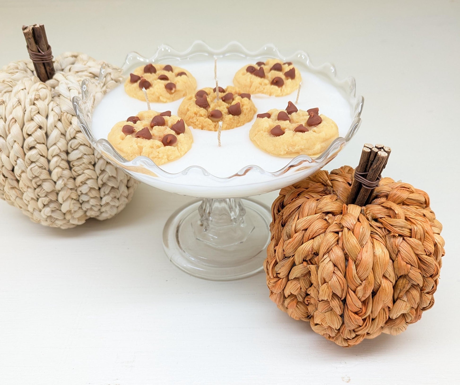 Vintage Glass Pedestal Dish Candle – 18 oz Coco Soy with 5 Wicks | Unique Centerpiece Cookie Candle | One-of-a-Kind Gift for Home Décor