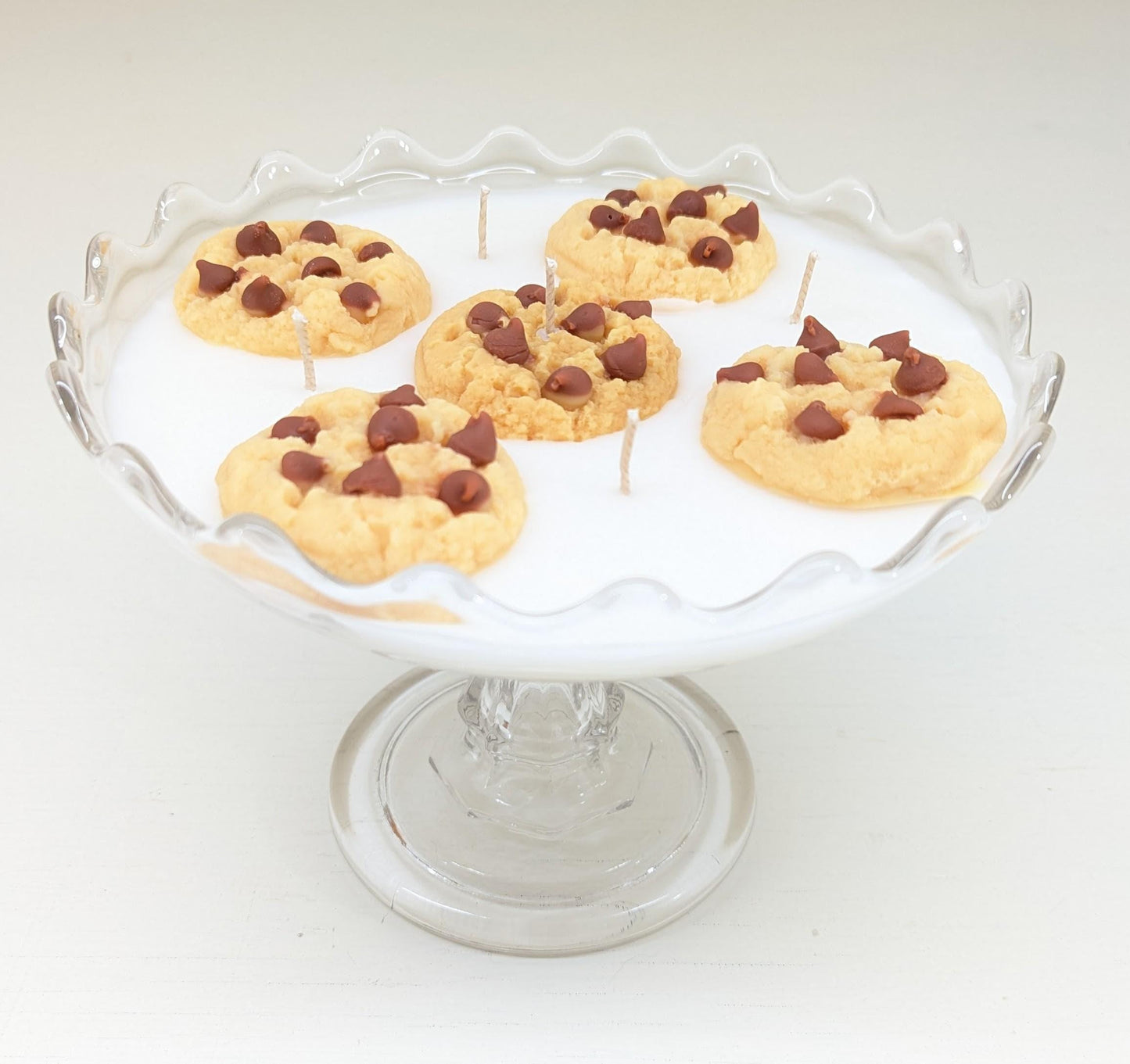 Vintage Glass Pedestal Dish Candle – 18 oz Coco Soy with 5 Wicks | Unique Centerpiece Cookie Candle | One-of-a-Kind Gift for Home Décor