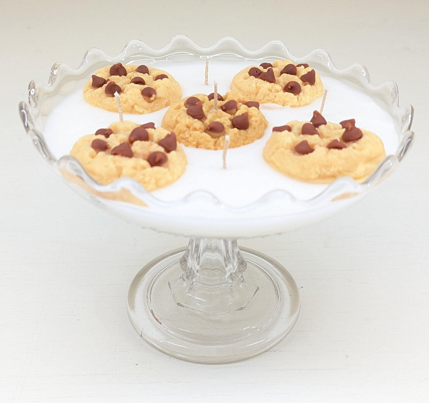 Vintage Glass Pedestal Dish Candle – 18 oz Coco Soy with 5 Wicks | Unique Centerpiece Cookie Candle | One-of-a-Kind Gift for Home Décor