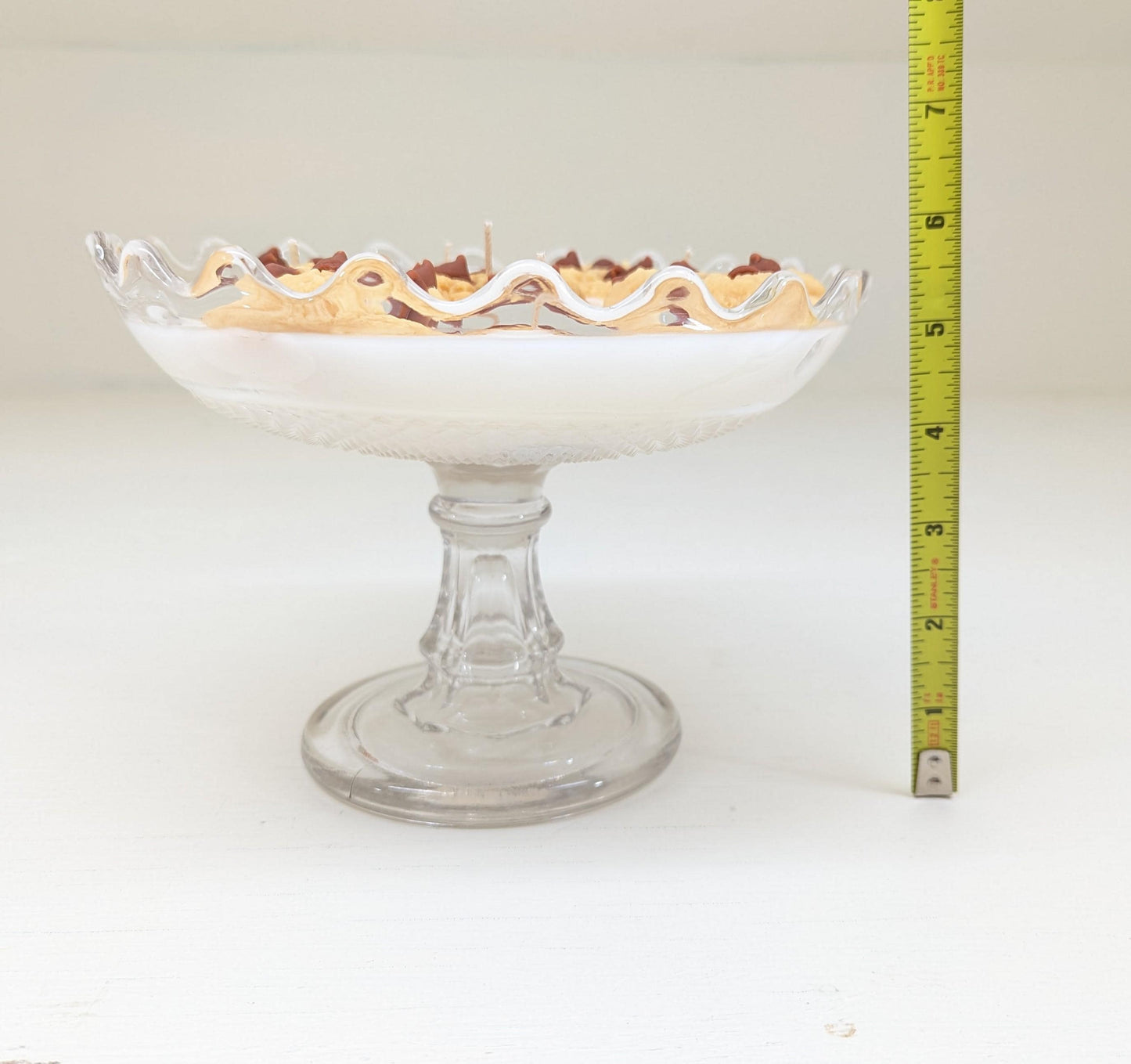 Vintage Glass Pedestal Dish Candle – 18 oz Coco Soy with 5 Wicks | Unique Centerpiece Cookie Candle | One-of-a-Kind Gift for Home Décor