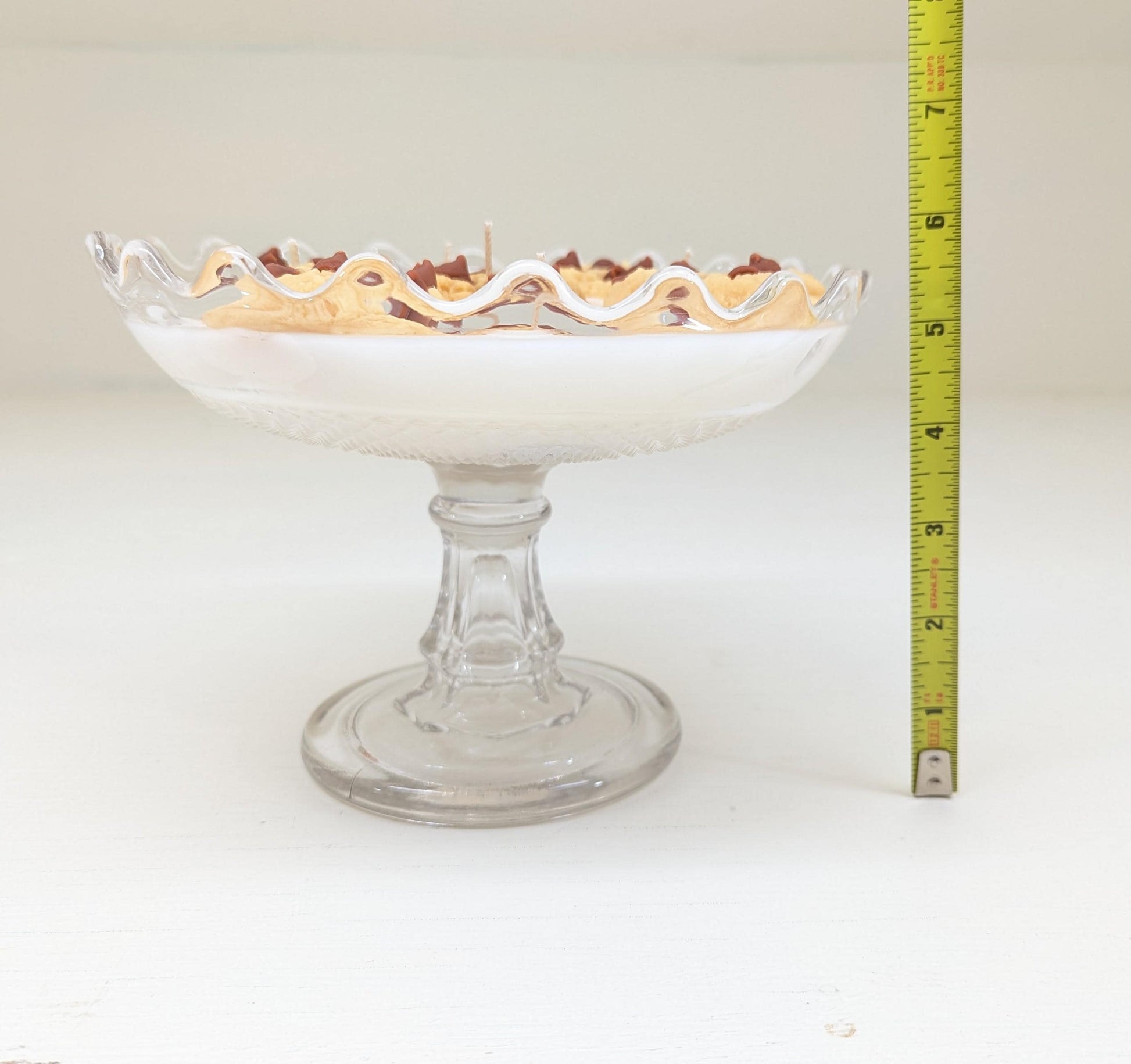 Vintage Glass Pedestal Dish Candle – 18 oz Coco Soy with 5 Wicks | Unique Centerpiece Cookie Candle | One-of-a-Kind Gift for Home Décor