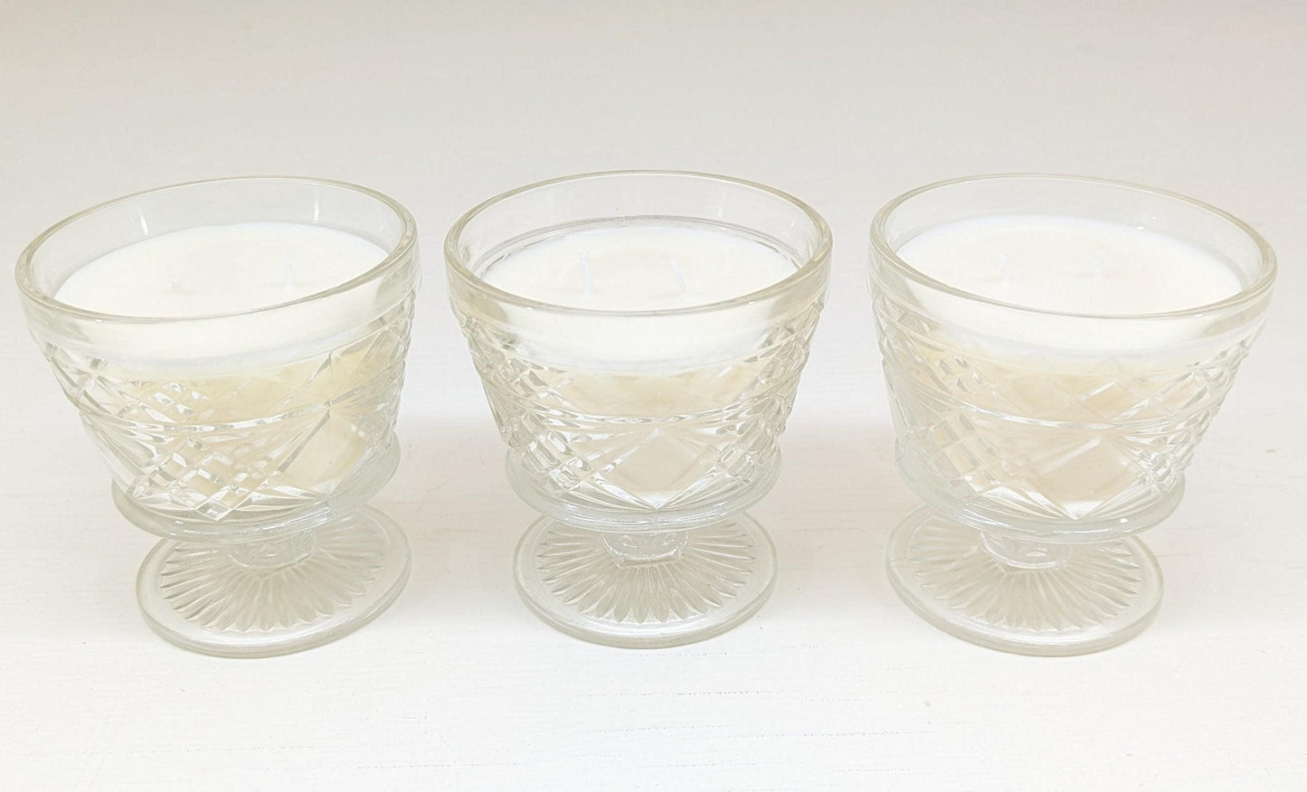 Unscented Soy Candle Bundle: 3 Vintage Hazel Atlas Glass Candles, Coco-Soy Wax Blend