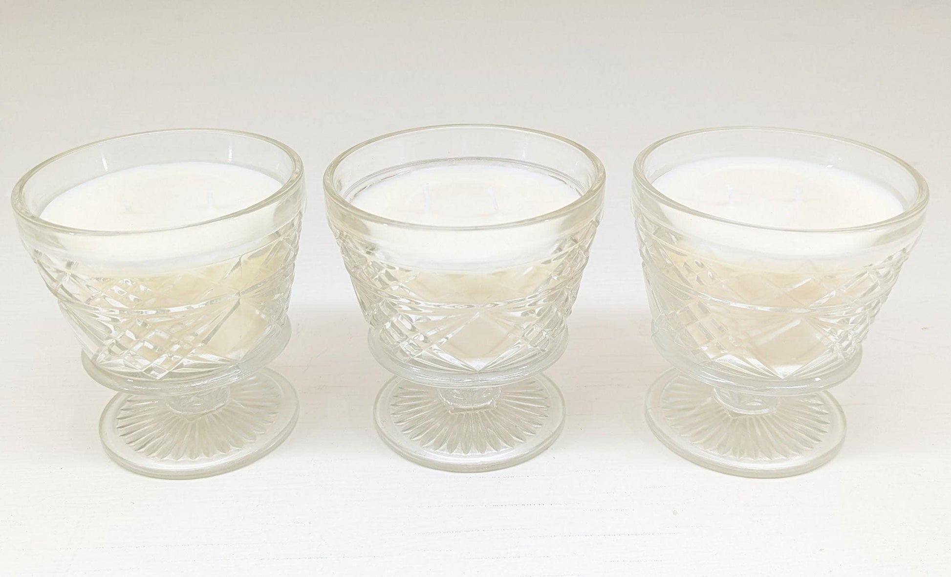 Unscented Soy Candle Bundle: 3 Vintage Hazel Atlas Glass Candles, Coco-Soy Wax Blend