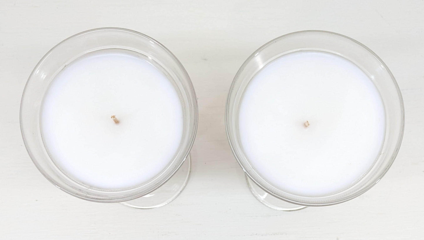 Lemon Blossom Scented Candles with Bookmark Bundle | Vintage Glass, Coco-Soy Wax & Velvet Ribbon