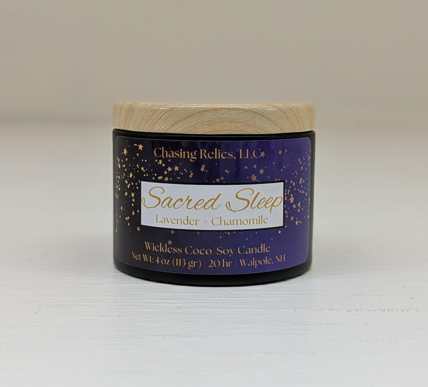 Lavender Chamomile Coco-Soy Wickless Candle: Sacred Sleep Aromatherapy