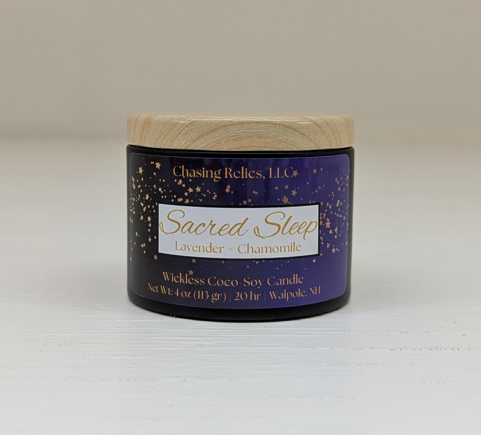Lavender Chamomile Coco-Soy Wickless Candle: Sacred Sleep Aromatherapy