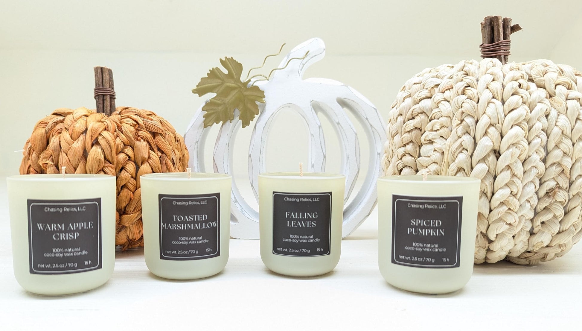 Fall Candle Flight Sampler Set: Apple Crisp, Pumpkin Spice, Coco-Soy Wax