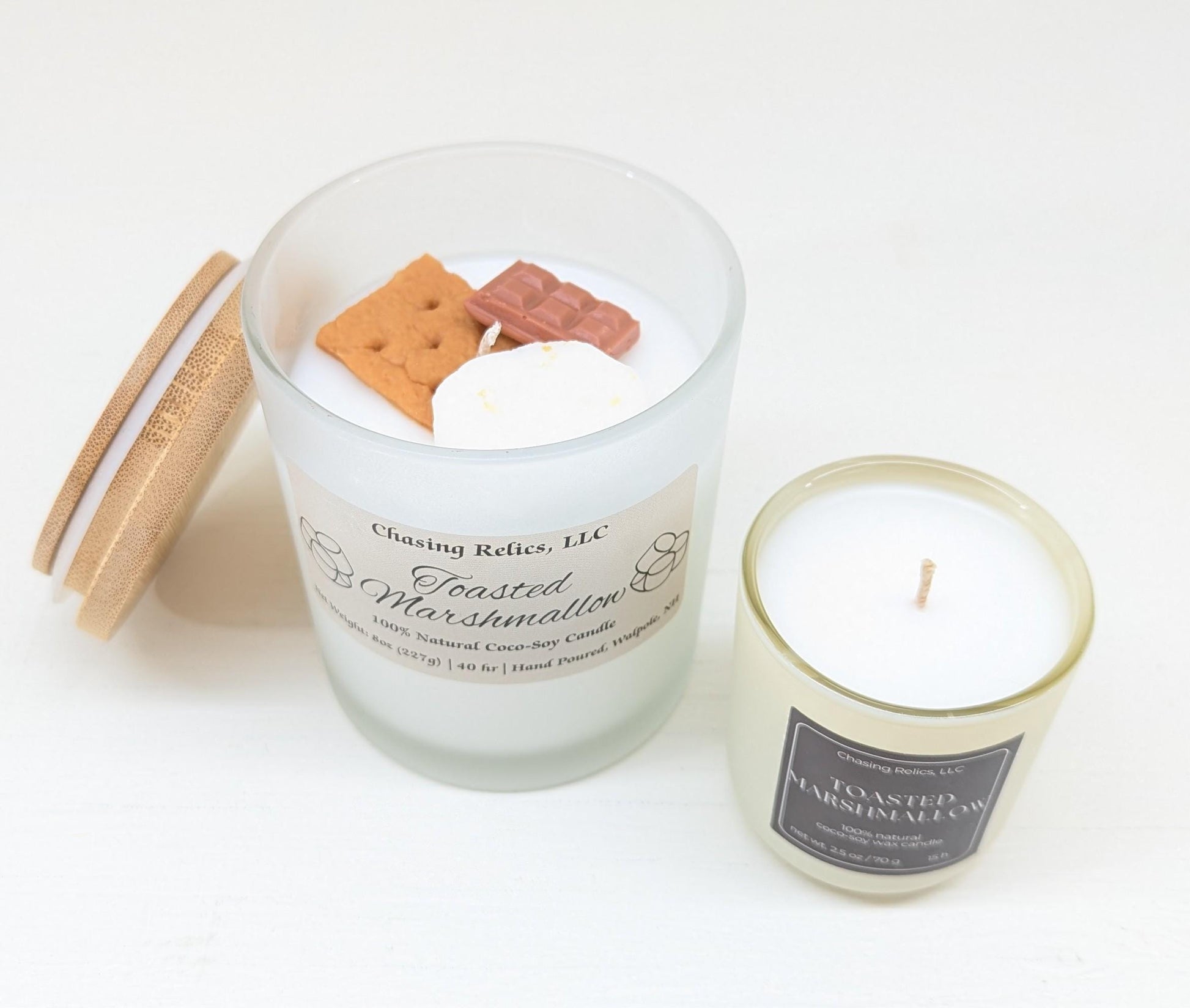 Toasted Marshmallow Coco Soy Candle: Vanilla & Smoky Woods Scent