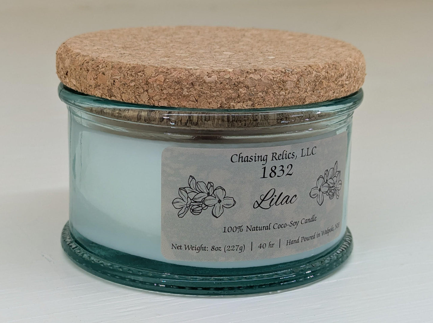 Lilac Candle in Recycled Glass | 8oz Hand-Poured Coco-Soy Wax | Wooden Wick Floral Scented Gift