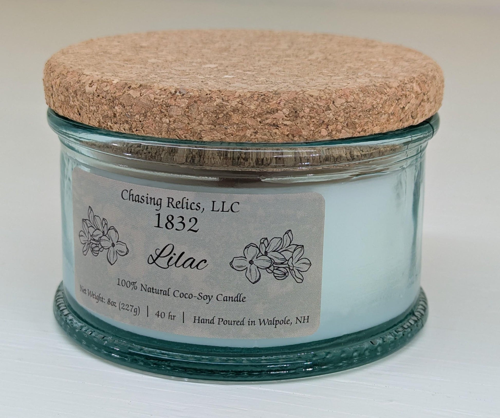 Lilac Candle in Recycled Glass | 8oz Hand-Poured Coco-Soy Wax | Wooden Wick Floral Scented Gift