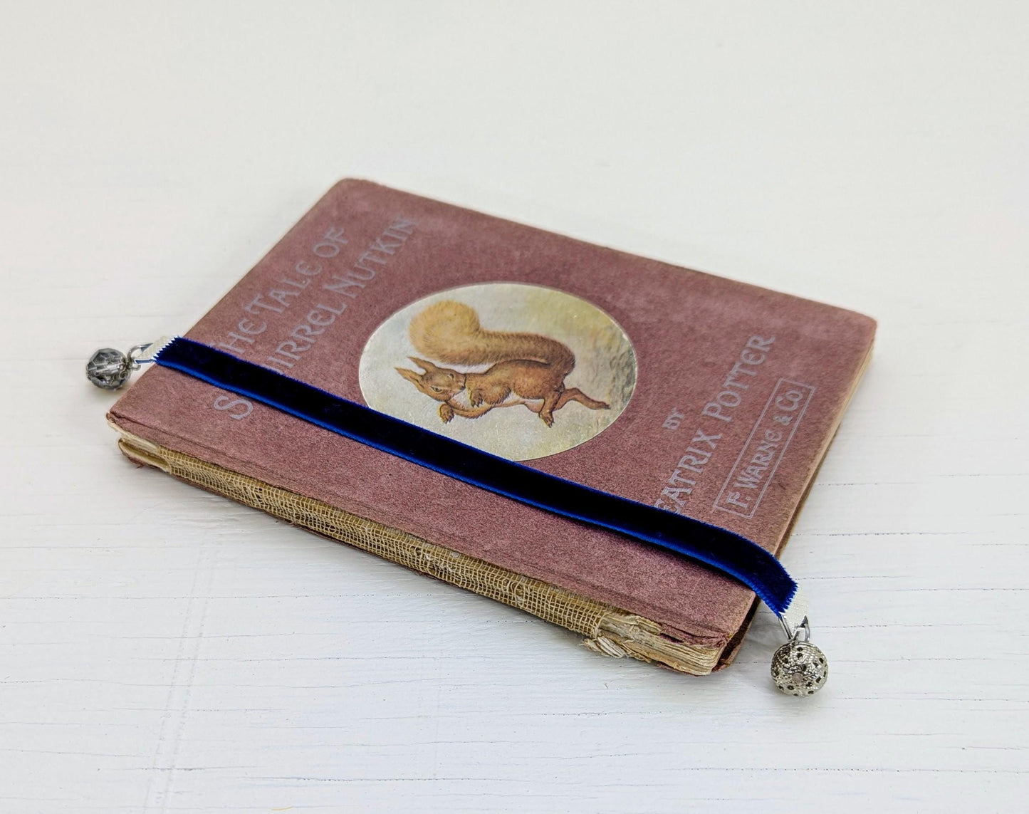 Mini Velvet Bookmark – Deep Blue with Crystal & Filigree Silver Charms | 6" Ribbon | Elegant Book Accessory Gift for Readers