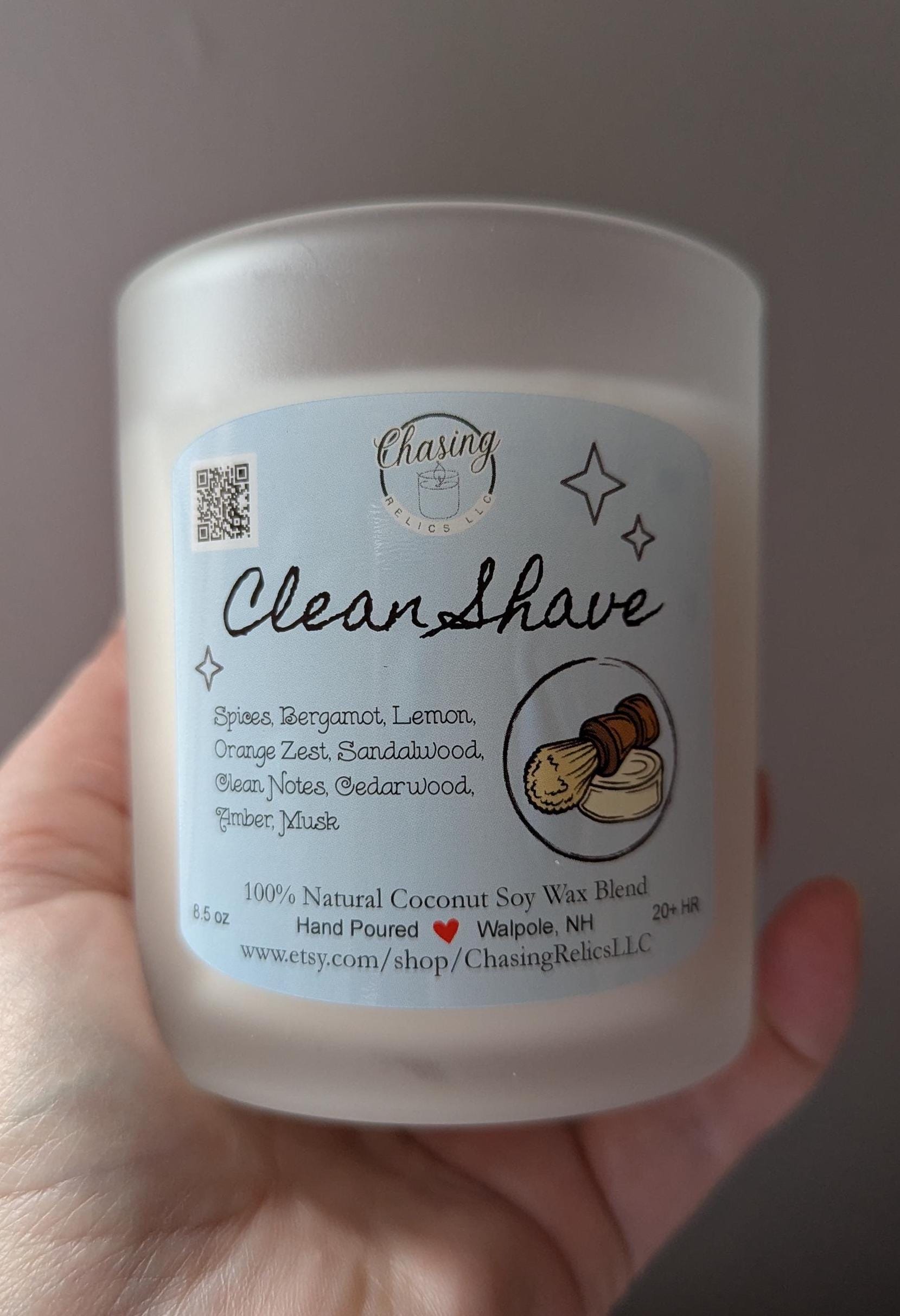 Clean Shave Candle – Hand-Poured Coconut Soy Candle | Masculine Scent | Bergamot, Sandalwood & Musk | Gift for Him | Eco-Friendly