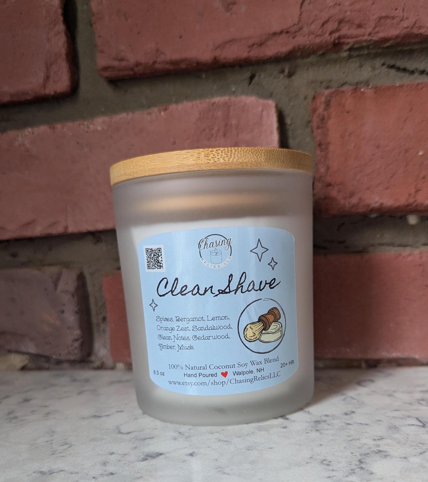 Clean Shave Candle – Hand-Poured Coconut Soy Candle | Masculine Scent | Bergamot, Sandalwood & Musk | Gift for Him | Eco-Friendly