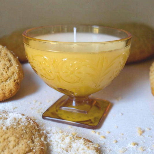 Vintage Candle, Sugar Cookie Scent, Coco-Soy Wax Blend, 6oz Daisy Amber Sherbet Cup