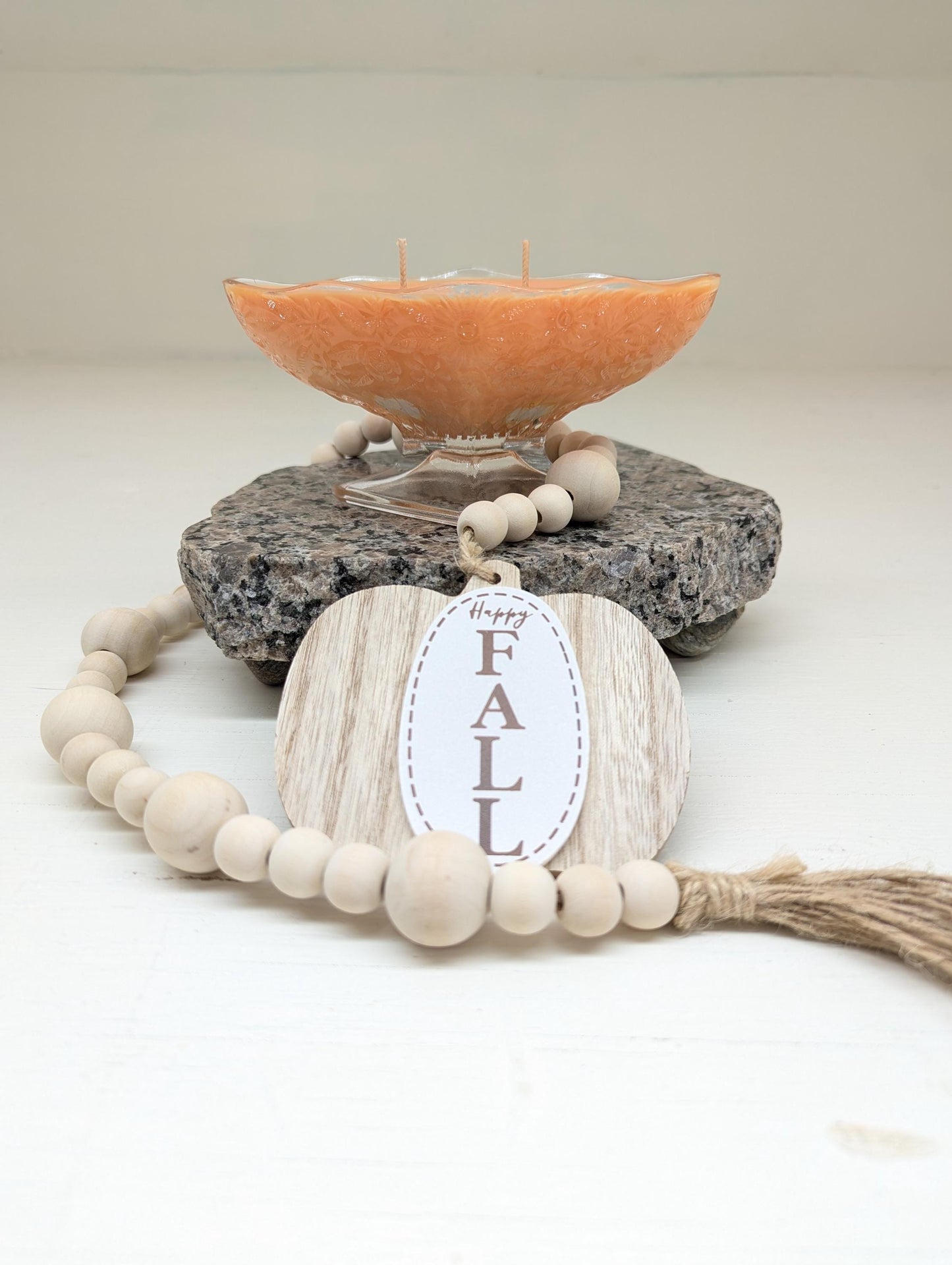 Autumn Leaves Candle – Vintage Glass Pedestal Bowl | Coco Soy Wax | Double Cotton Wicks | Fall Home Decor | Hand Poured 6oz