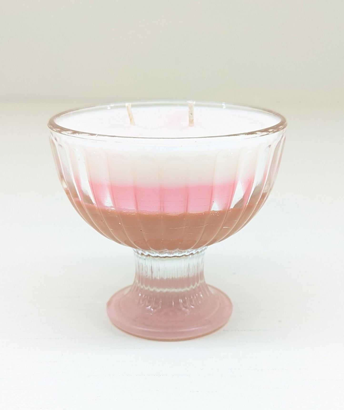 Vintage Glass Neapolitan Candle: Chocolate Strawberry Vanilla Coco-Soy Wax