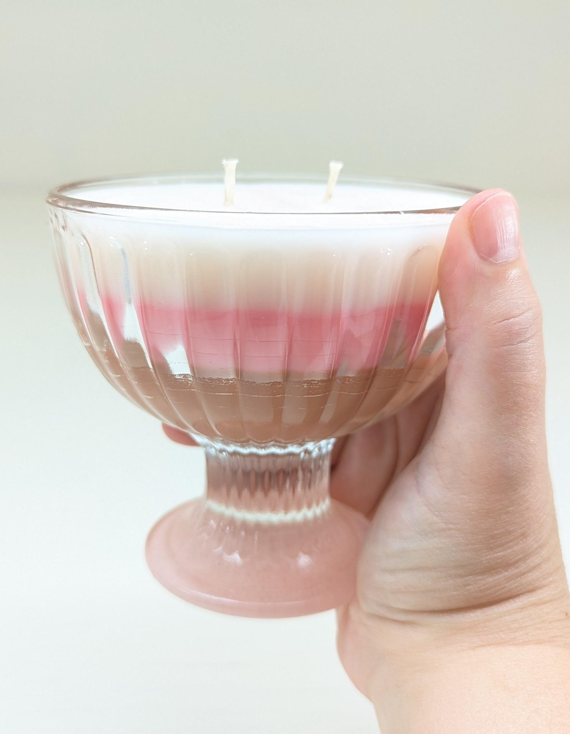 Vintage Glass Neapolitan Candle: Chocolate Strawberry Vanilla Coco-Soy Wax